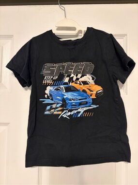 Boys Speed Racing Graphic T-Shirt Size 6 Black Short Sleeve Race Car Tee